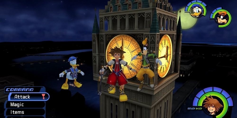 Sora, Donald, &amp; Goofy Flying London Tower