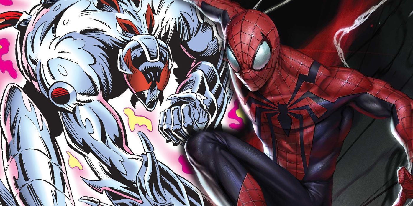 Evil Scarlet Spider and Ben Reilly as Spider-Man Beyond split image