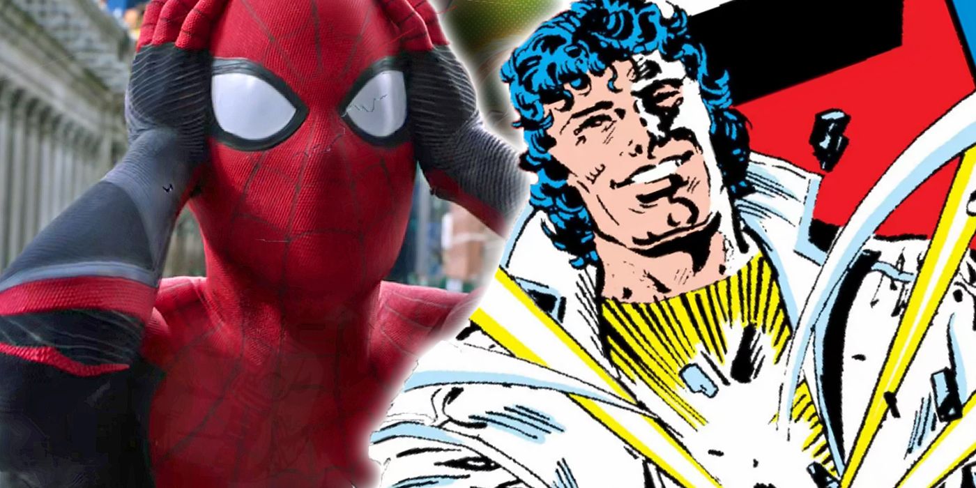 The MCU's Spider-Man next to Marvel Comics' Beyonder from Secret Wars