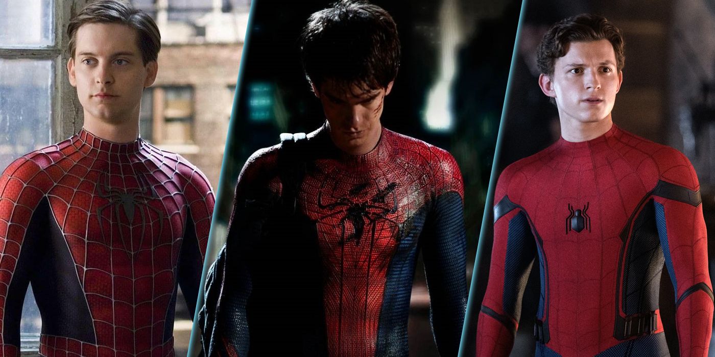 Tobey Maguire, Andrew Garfield and Tom Holland as Spider-Man