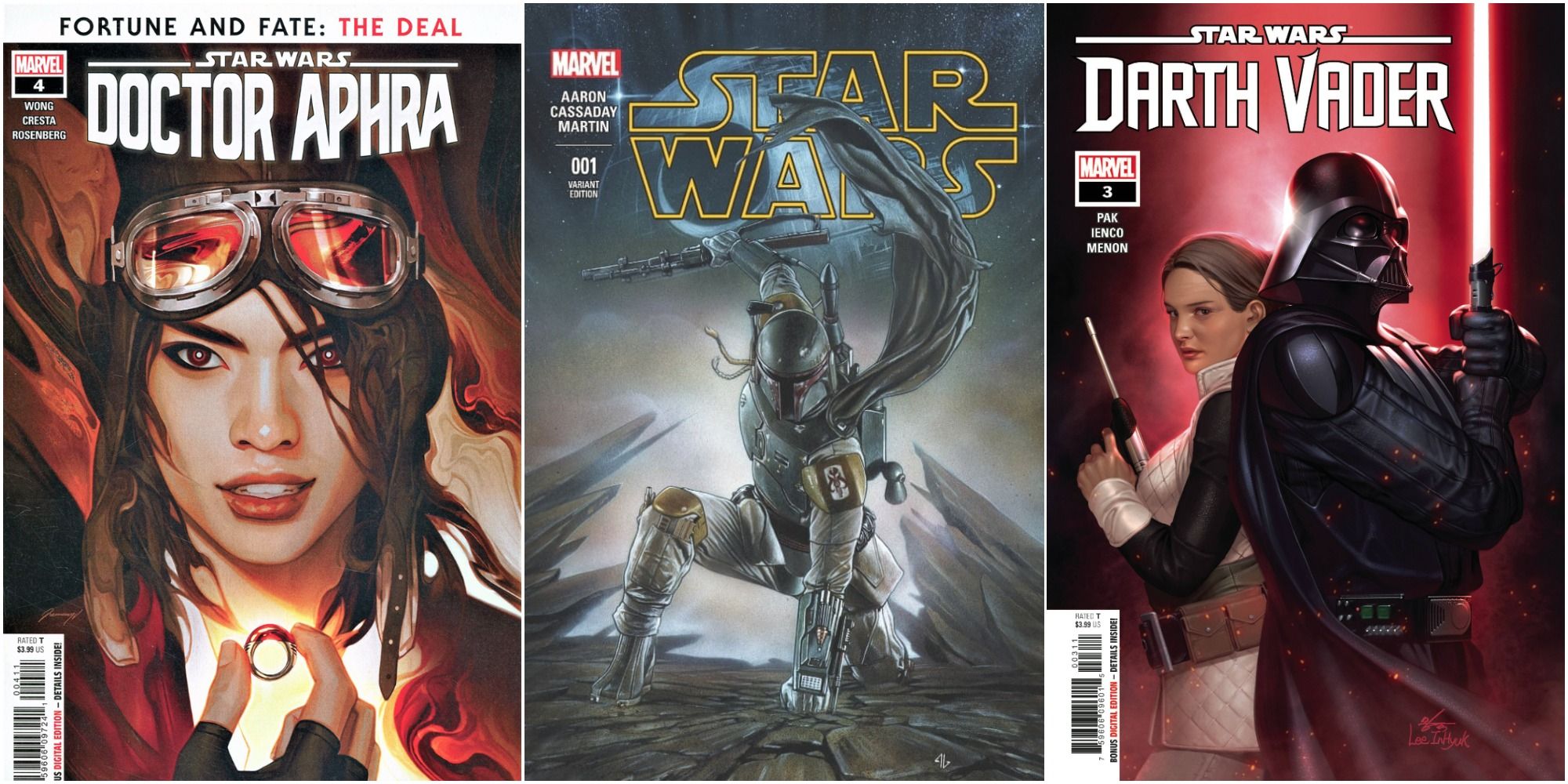 Star Wars Marvel Comic Covers Doctor Aphra #4 Aphra Close Up Star Wars Boba Fett Variant Cover Darth Vader #3 Vader & Sabé