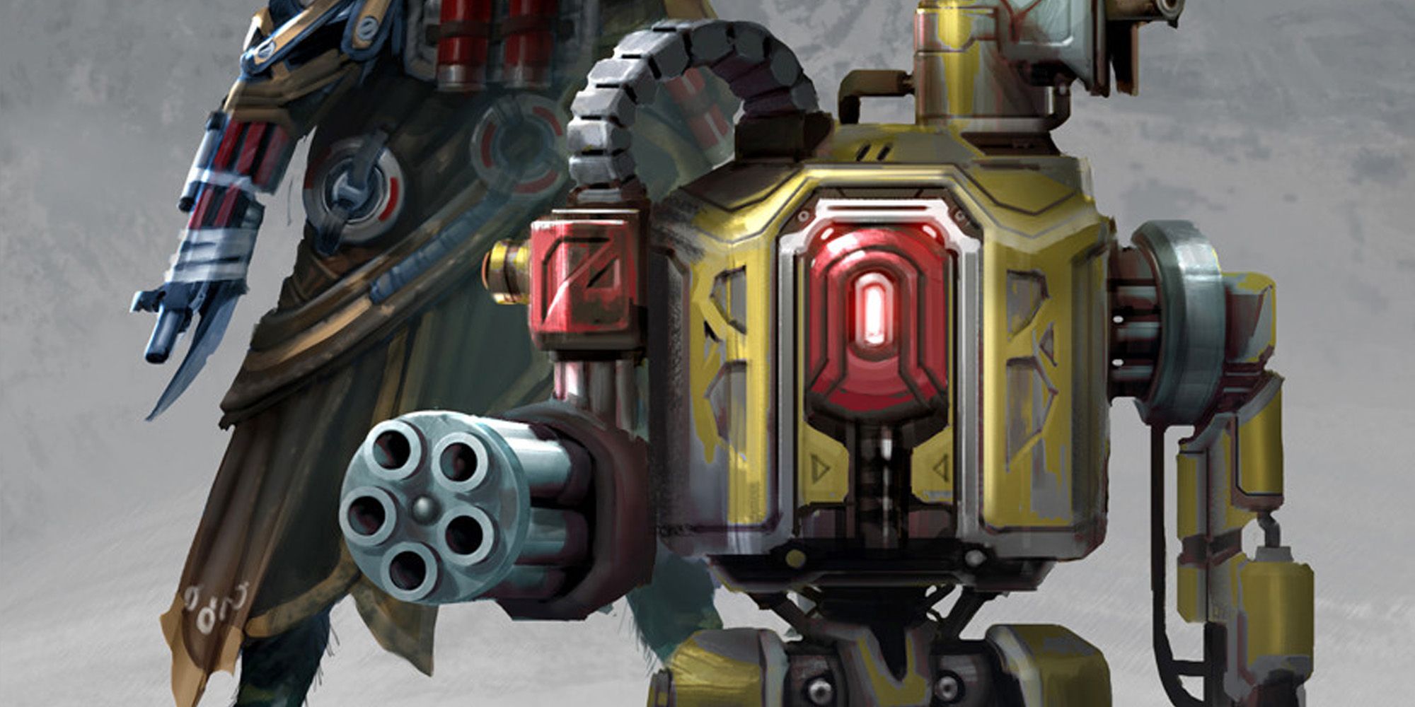 Starfinder Drone Companion holding out a five barrel gun
