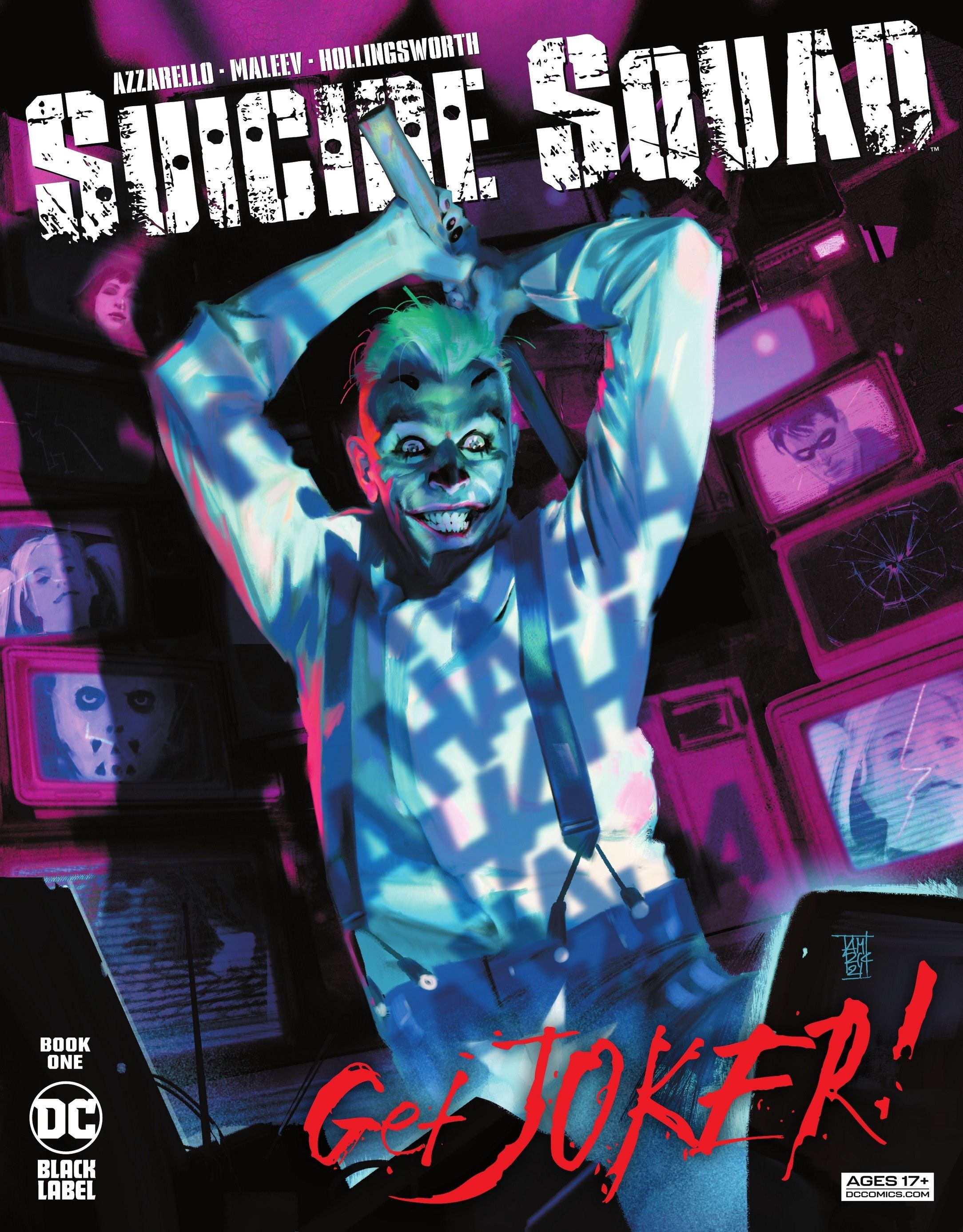 The Joker swings a crowbar on the cover of Suicide Squad Get Joker 1 by Alex Maleev