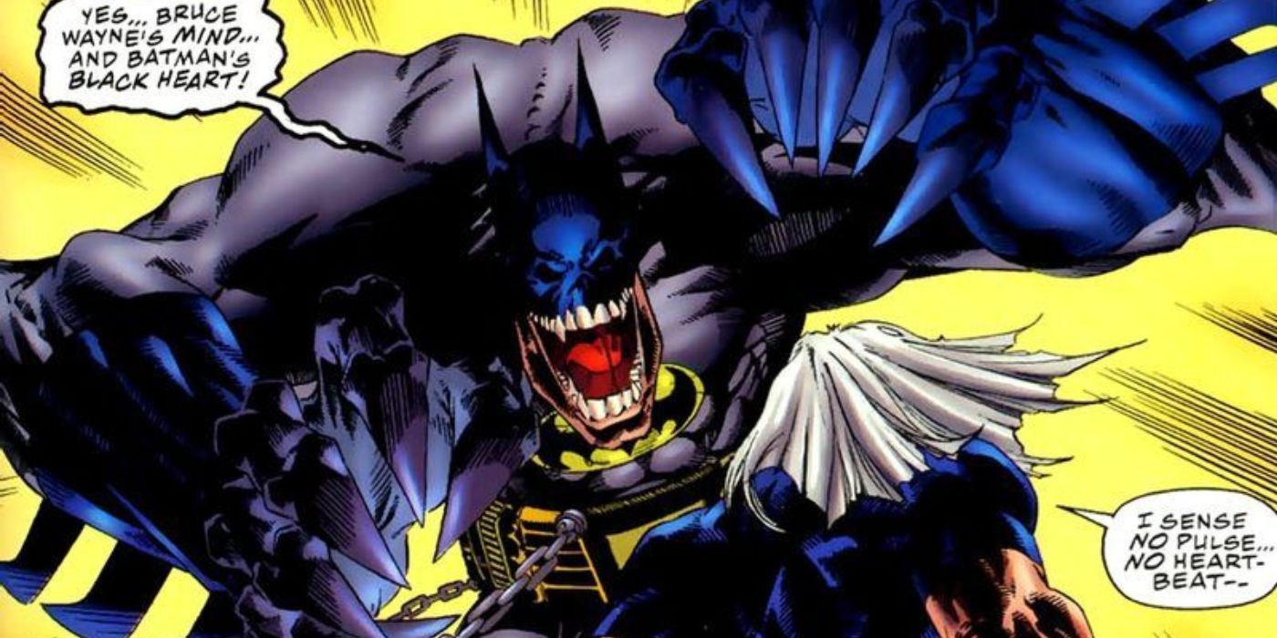 Vampire Batman attacks an aged Superman in DC Comics At World's End