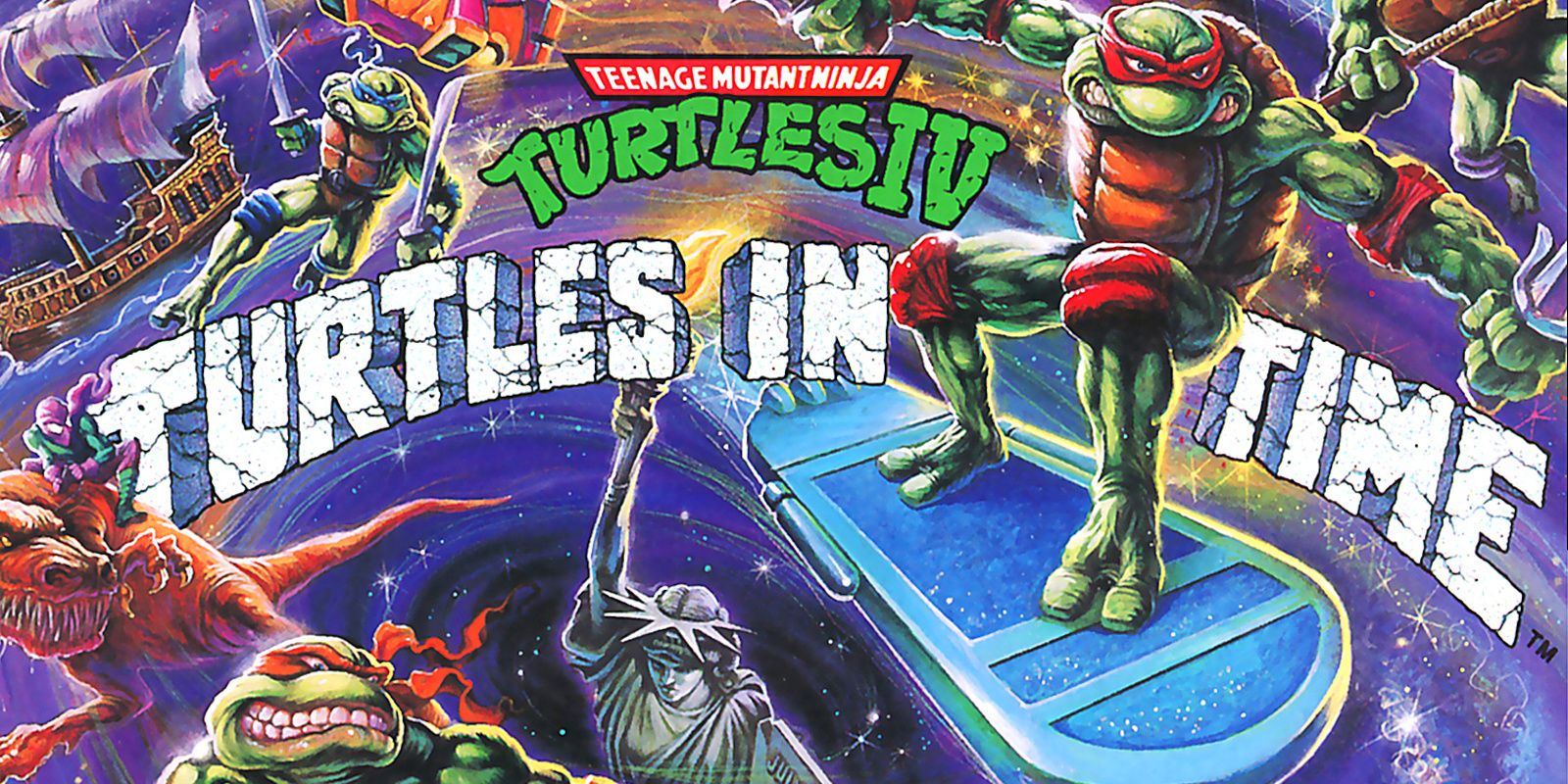 Teenage Mutant Ninja Turtles IV Turtles In Time Super Nintendo Box Art Cropped Screenshot
