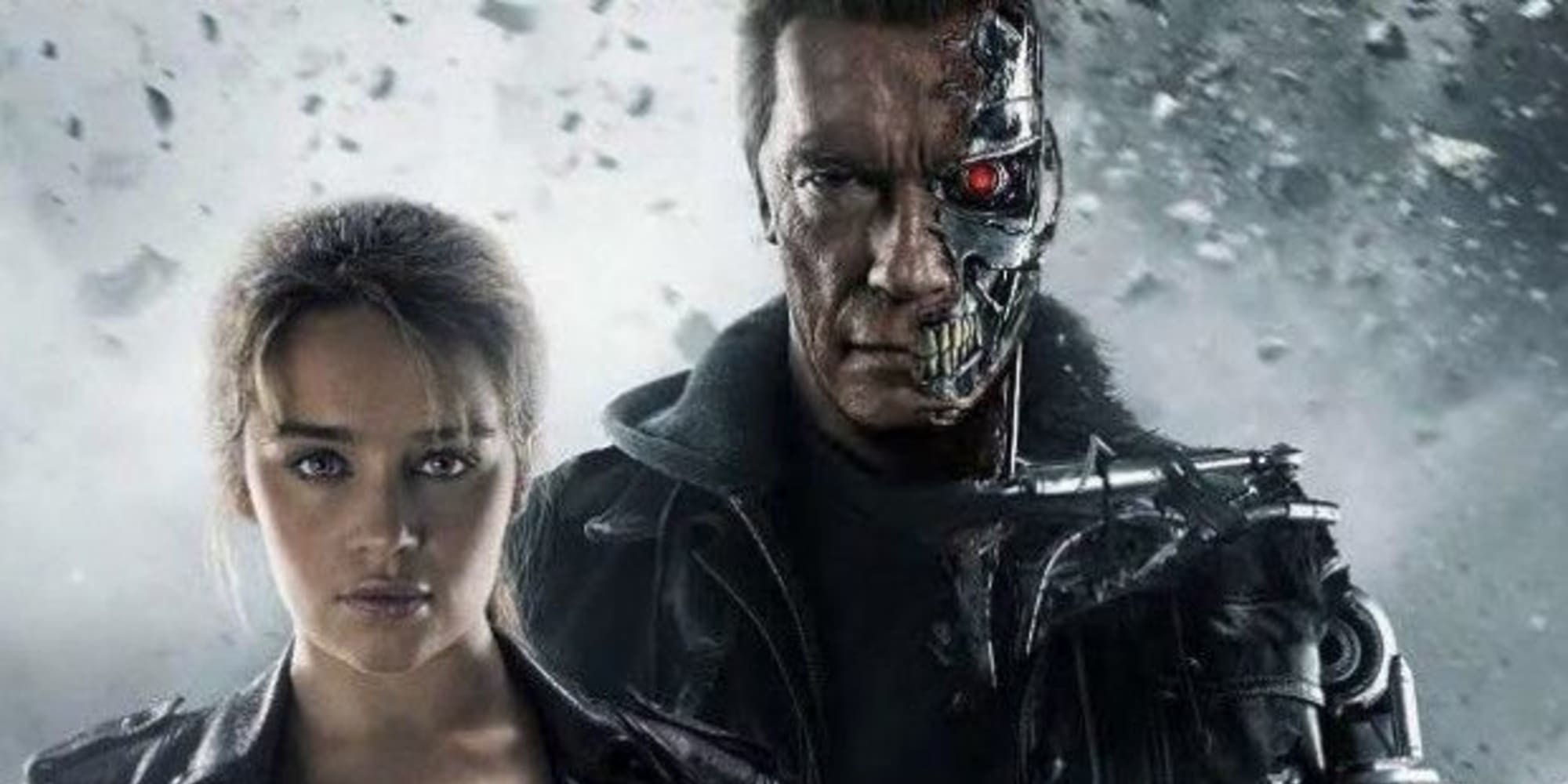 Terminator Genisys header - Emilia Clarke and Arnold Schwarzenegger