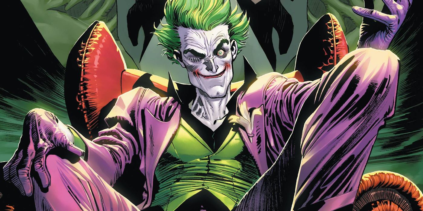 The Joker in his iconic purple and green suit