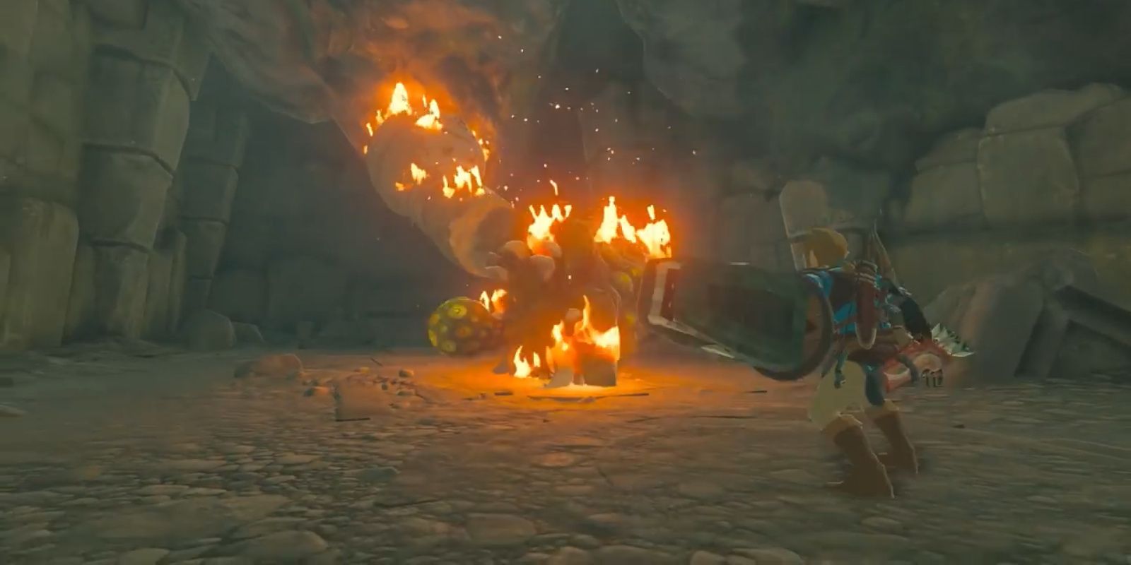 The Legend Of Zelda Breath Of The Wild 2 Trailer Flamethrowing Shield With Dragon Motif Screenshot