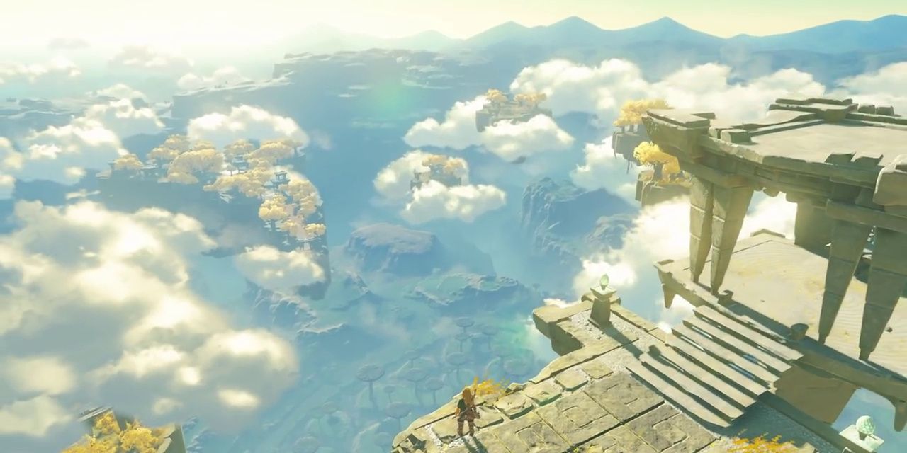 The Legend Of Zelda Breath Of The Wild 2 Trailer Link Overlooking Sky Islands Screenshot