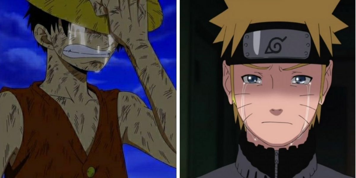 Naruto and Luffy crying