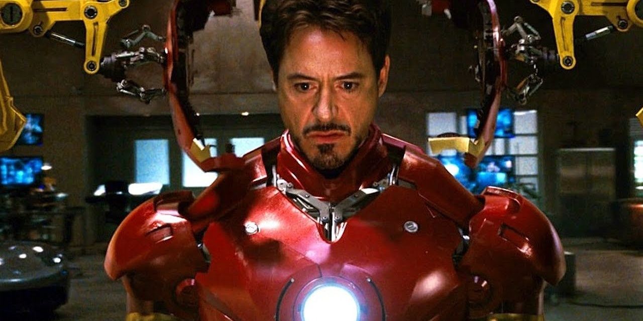 Tony suiting up in Iron Man 
