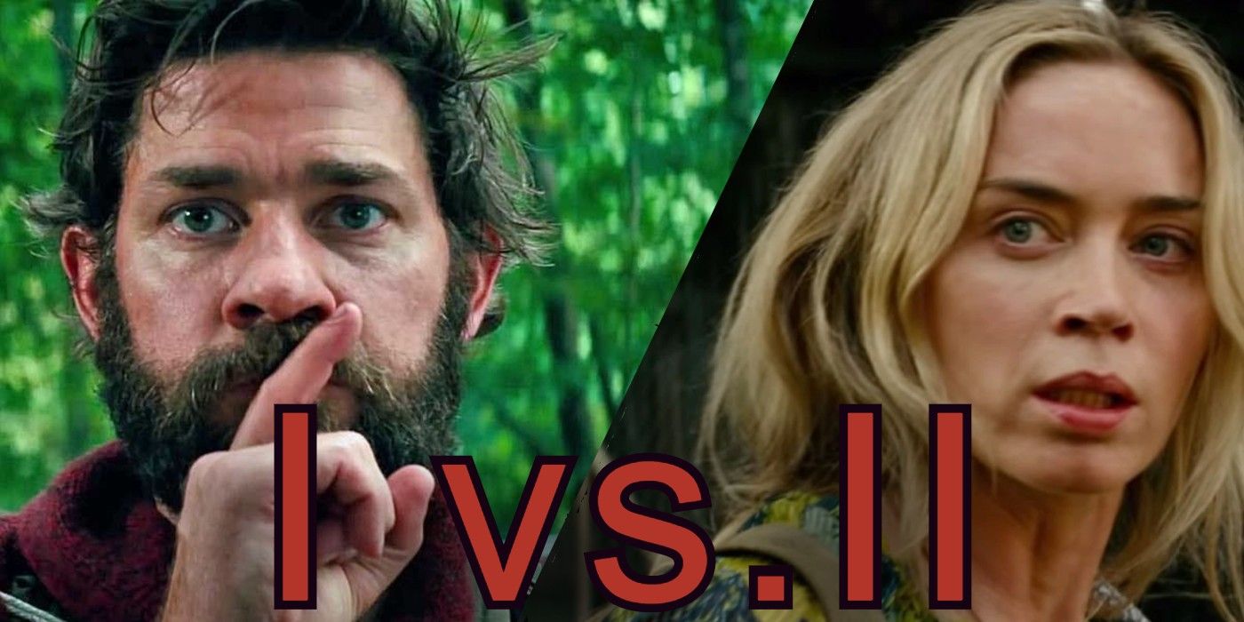 John Krasinski holding his finger to his mouth next to Emily Blunt in A Quiet Place.