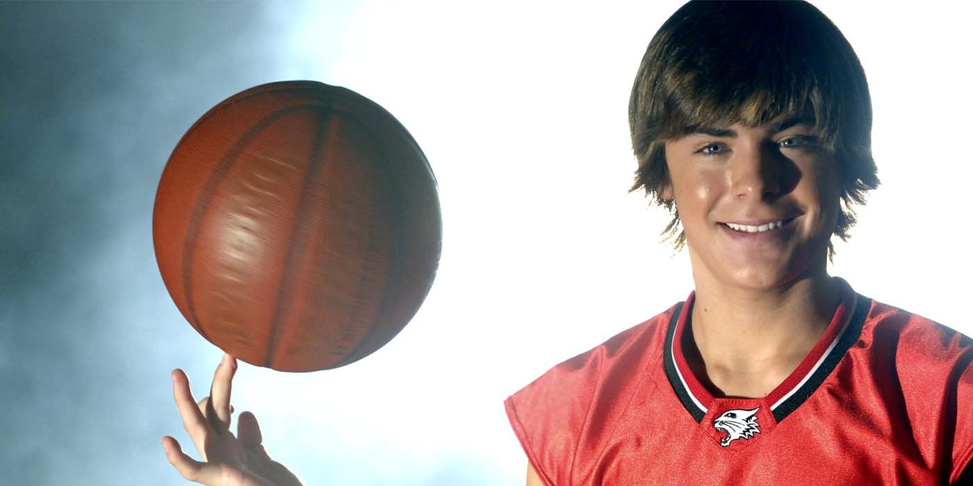 Zac Efron spins a ball on his finger in High School Musical