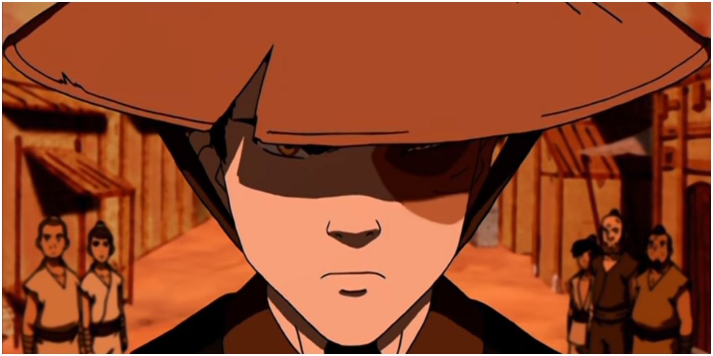 Zuko covers face with straw hat