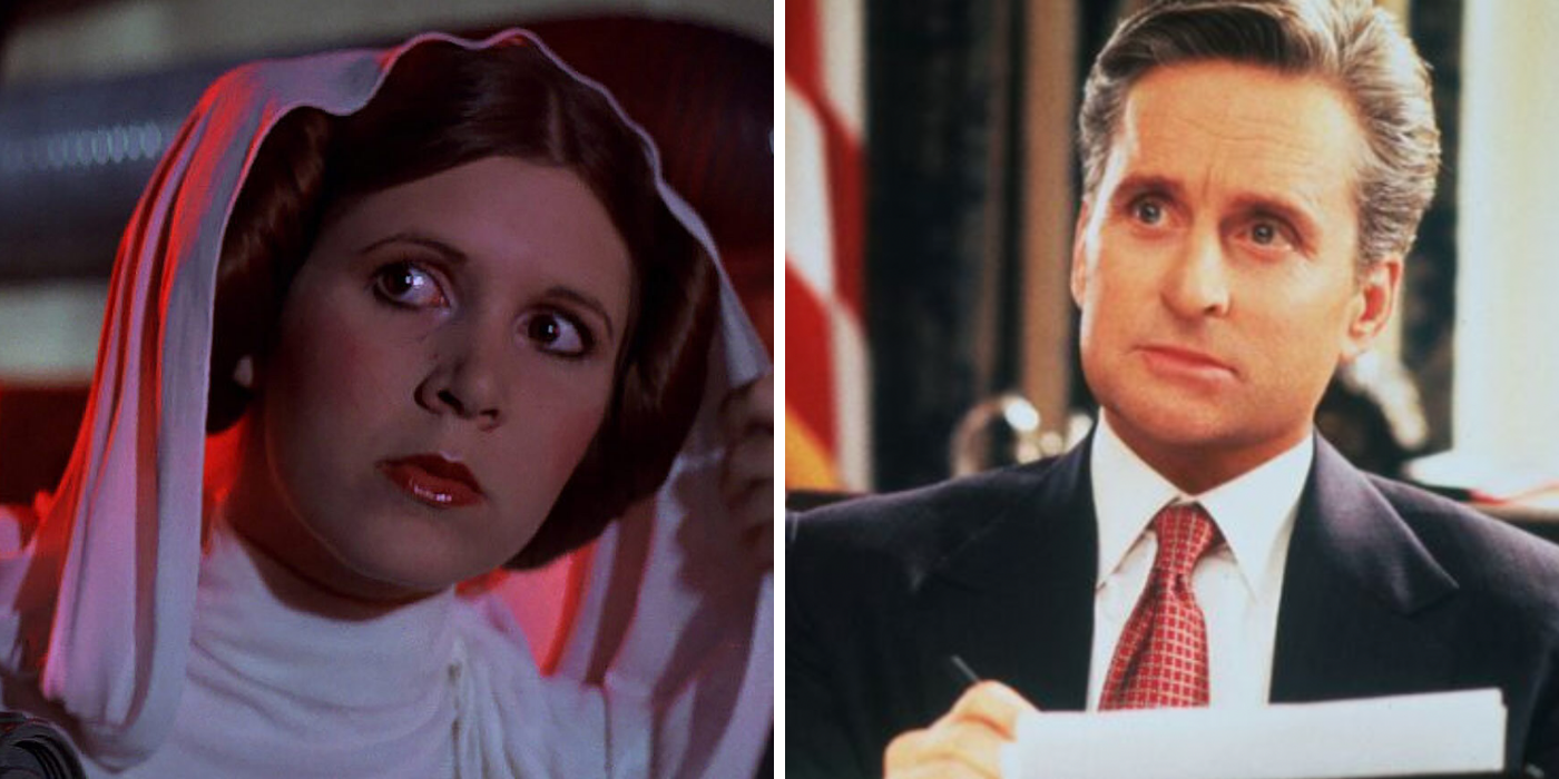 Carrie Fisher as Princess Leia & Michael Douglas in The American President