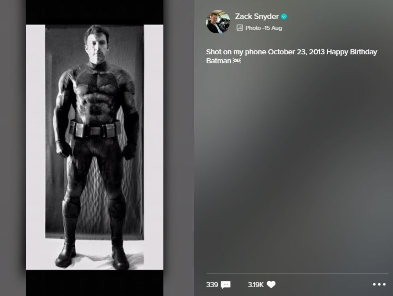One of Ben Affleck's first costume tests as Batman.