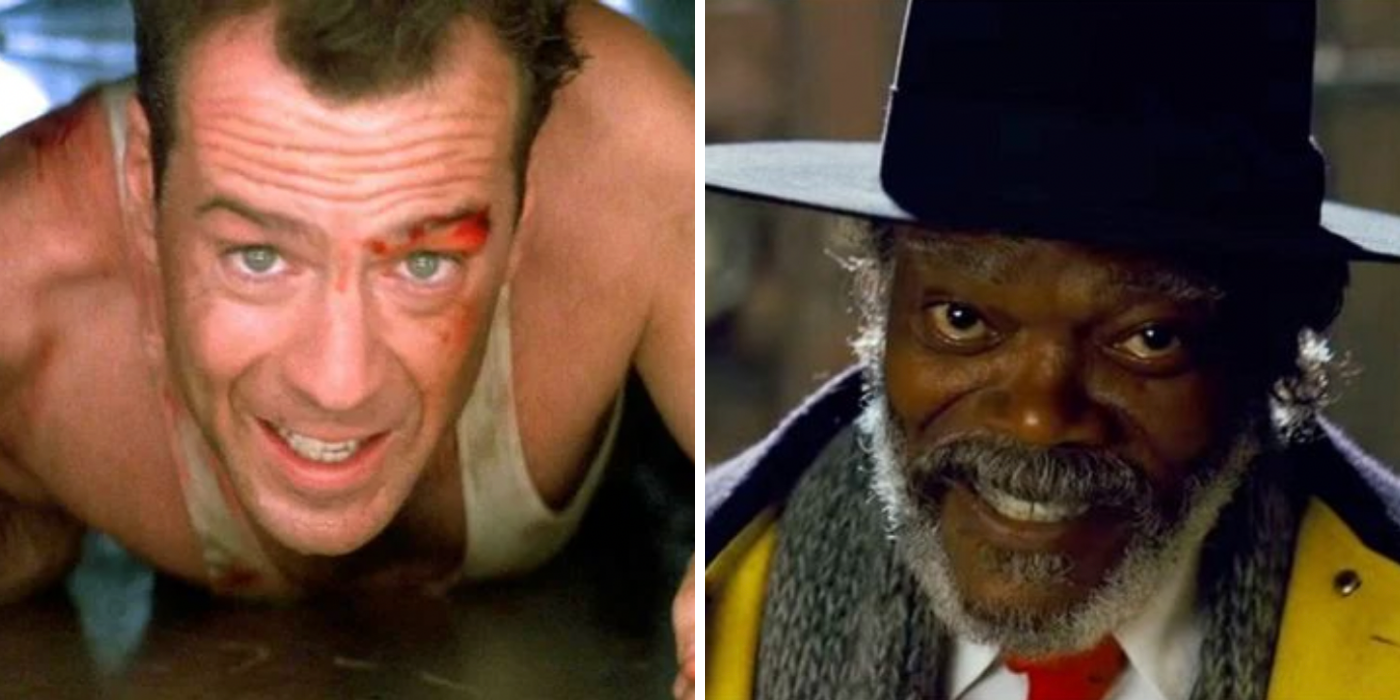 Bruce Willis as John McClane in Die Hard & Samuel L. Jackson in Hateful Eight