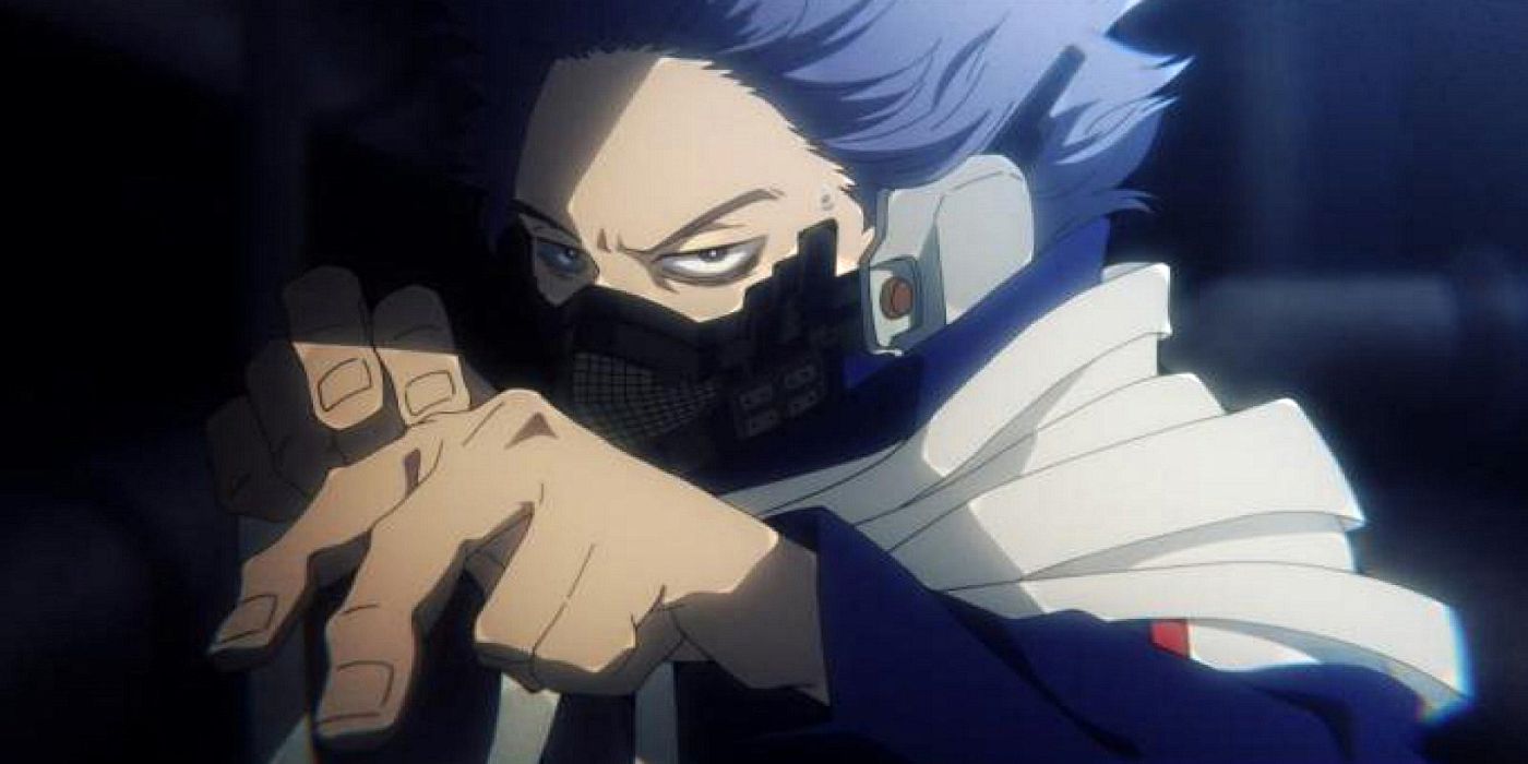 My Hero Academia's Shinsou Hitoshi with arms raised for combat.