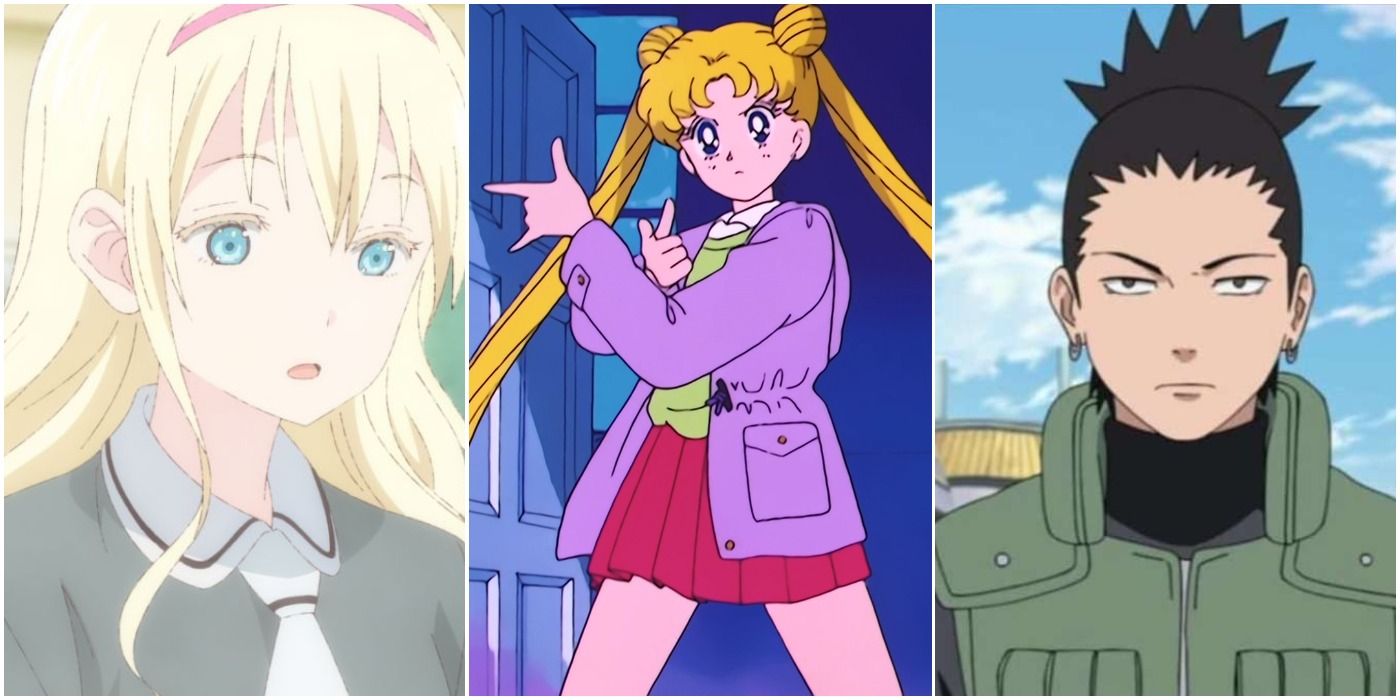 Olivia looks bored (left); Usagi strikes a pose (center); Shikamaru is expressionless (right)