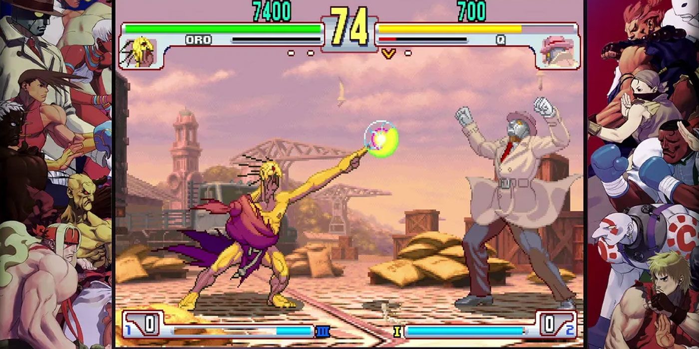 Oro faces off with Q in Street Fighter III