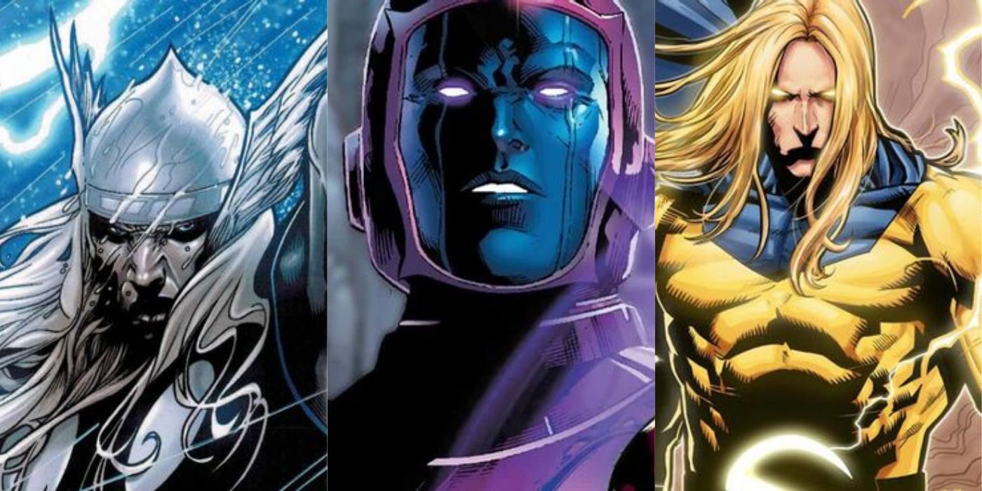 A split image showing a cloned Thor, Kang the Conqueror, and The Void.