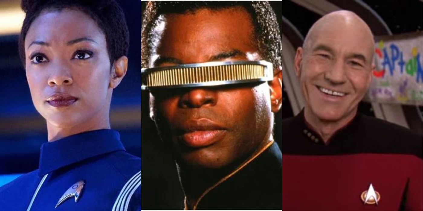 Captain Picard, Michael Burnham, and Geordi La Forge