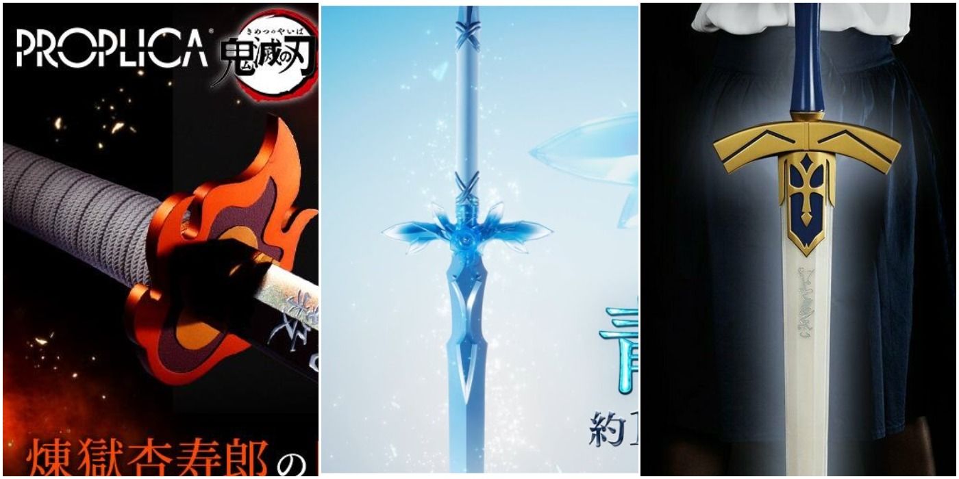 proplica weapons for kyojuro rengoku nichirin sword kirito blue rose sword and saber excalibur