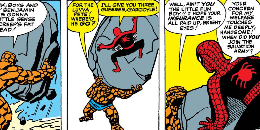 Spidey jokes with the Thing
