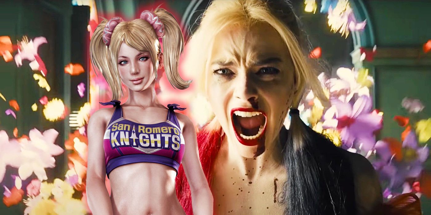 Juliet from Lollipop Chainsaw over picture of Harley Quinn Vision from The Suicide Squad