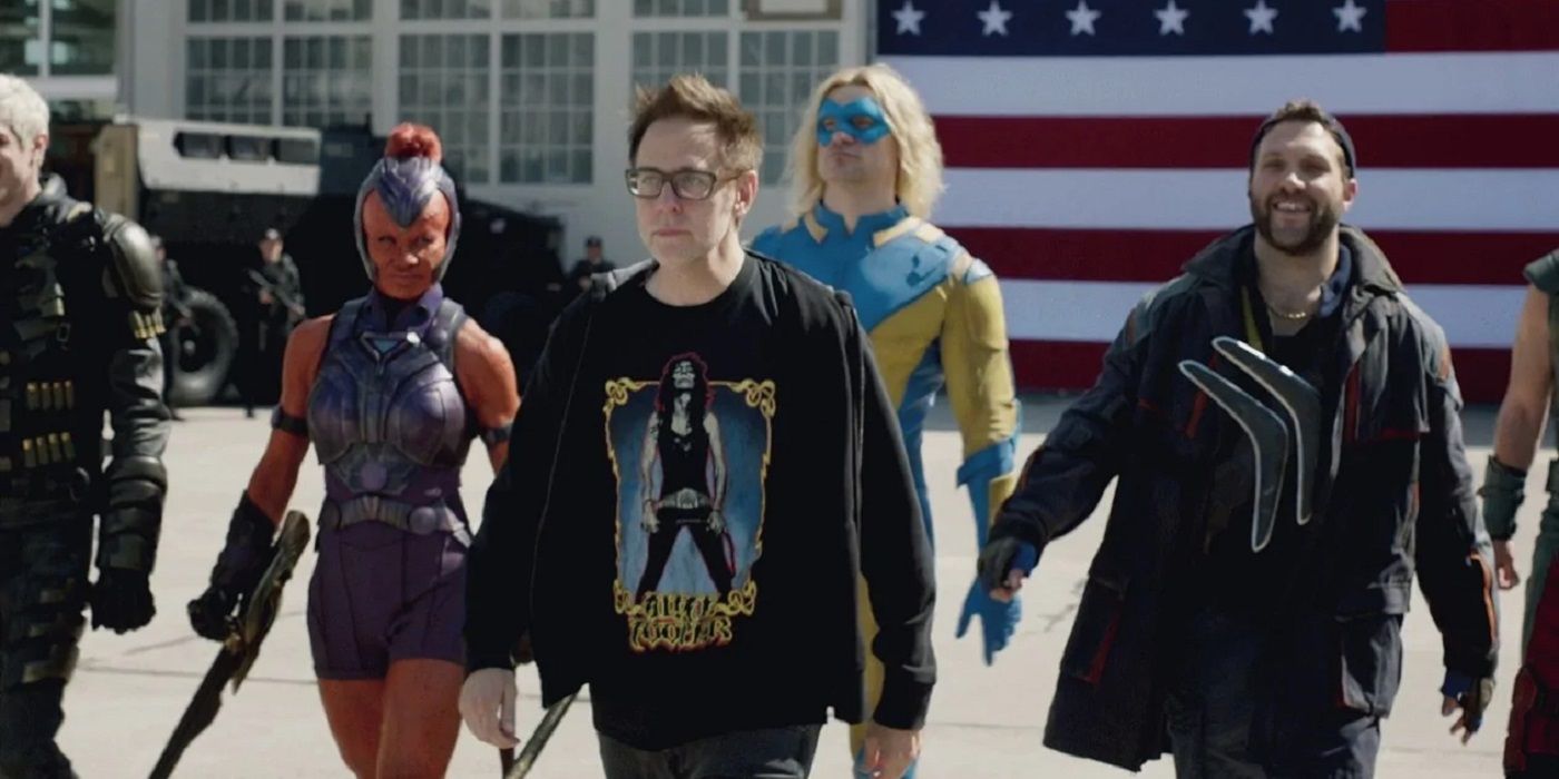 James Gunn walking with the Suicide Squad