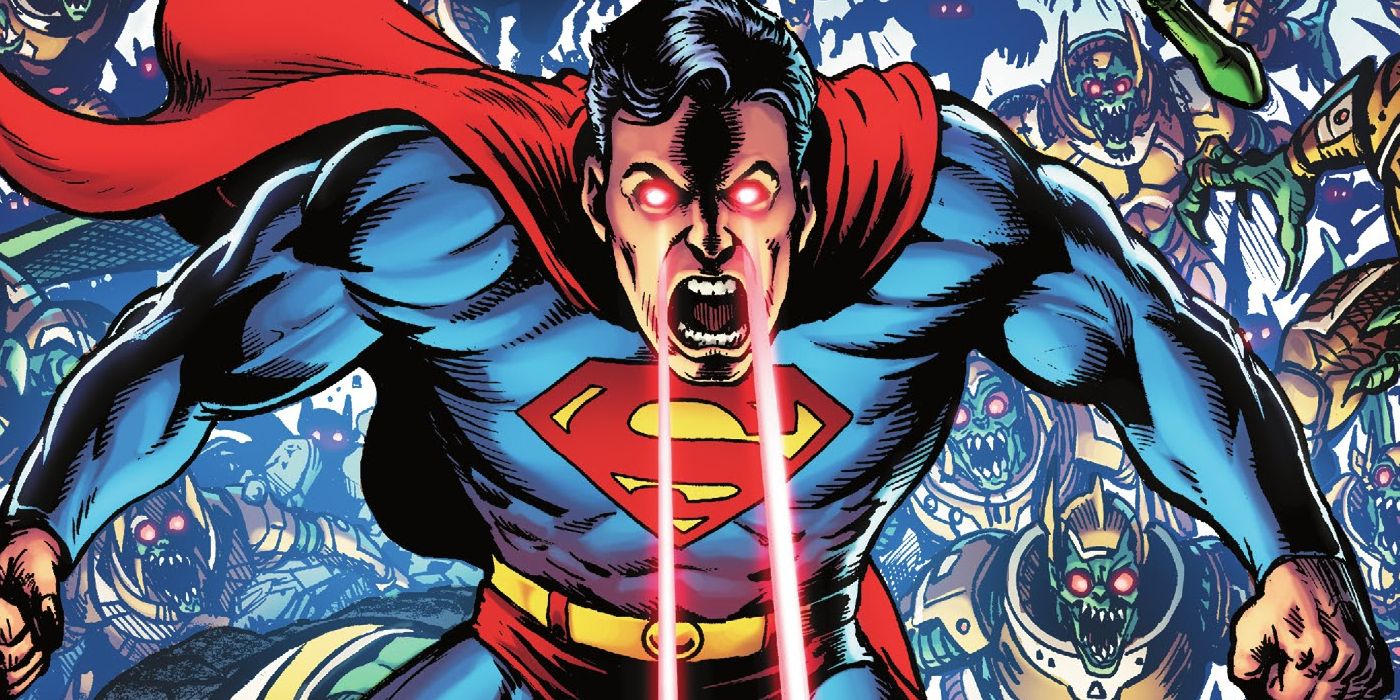 superman shoots lasers out of his eyes on the cover of Justice League Last Ride