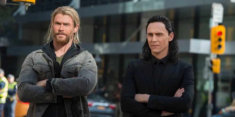 Thor and Loki on Earth in Thor Ragnarok