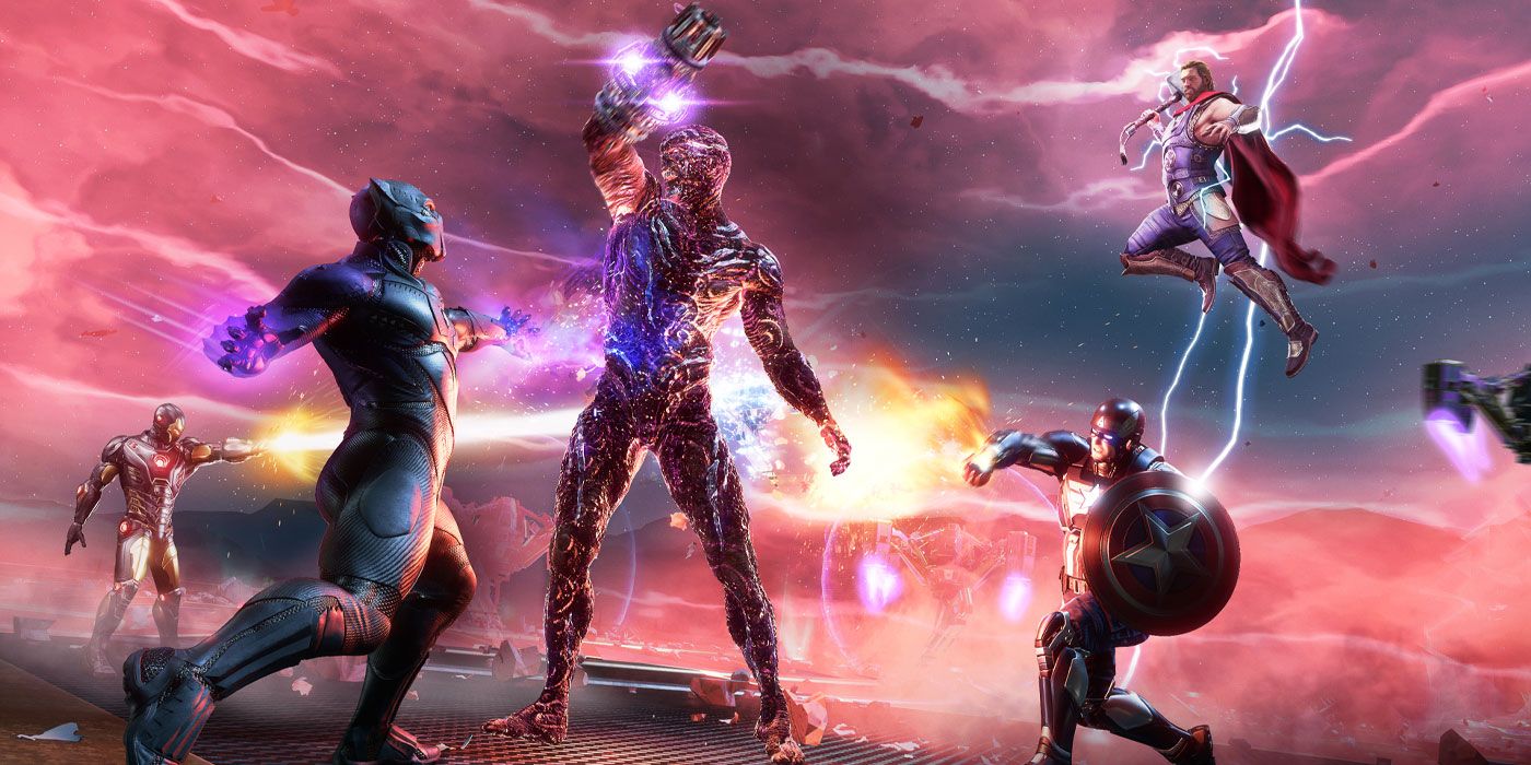 Black Panther and the Avengers face Klaw in Marvel's Avengers: War for Wakanda.