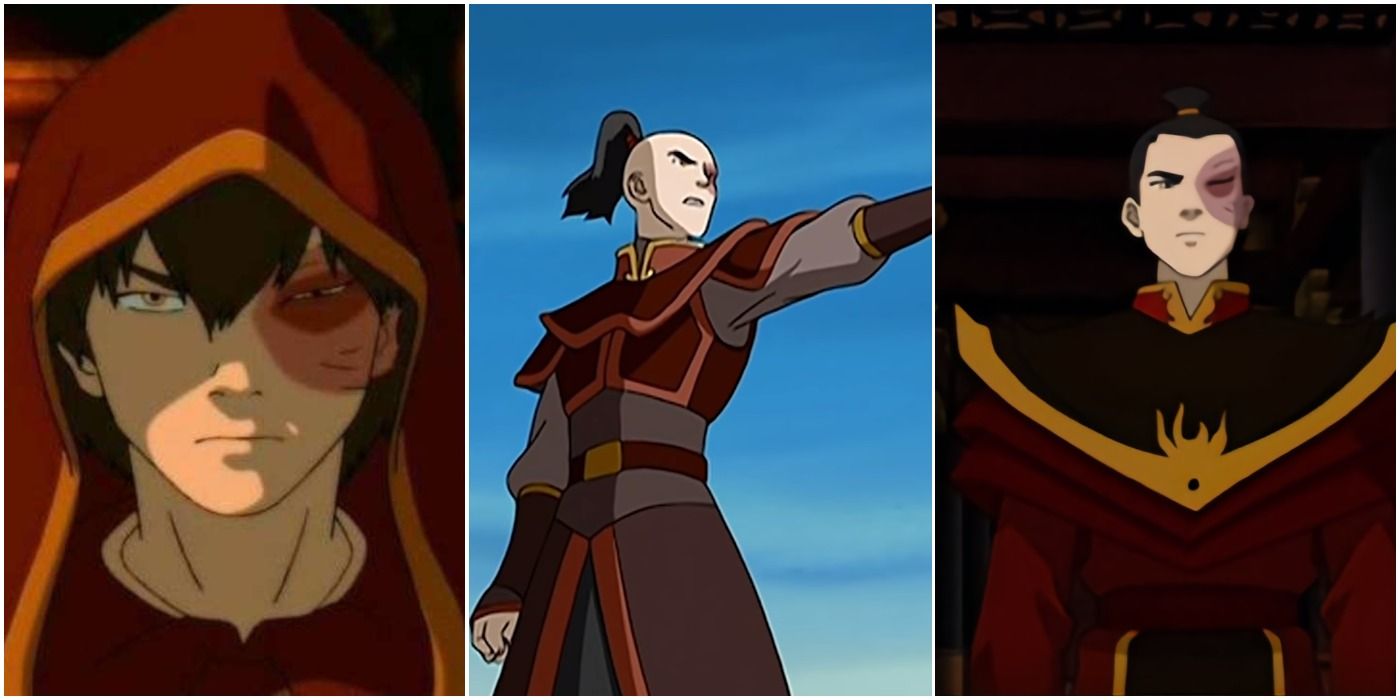 Trio split image of Zuko from various points in the series