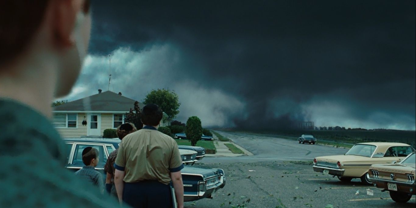 Professor looks at a tornado and contemplates the end in A Serious Man