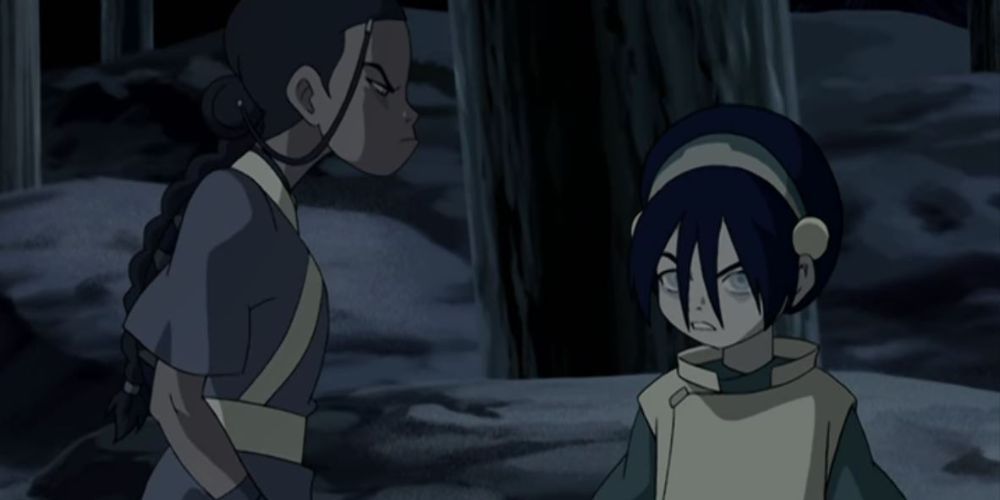 Avatar Katara Angry Arguing with Toph Who is Also Angry