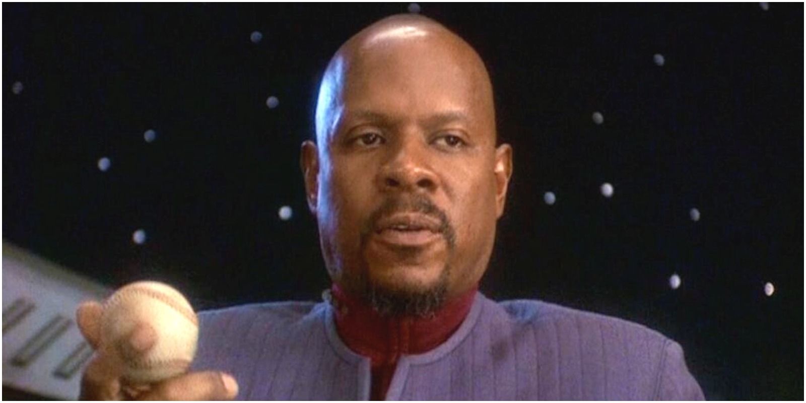Captain Sisko aboard DS9 with his infamous baseball