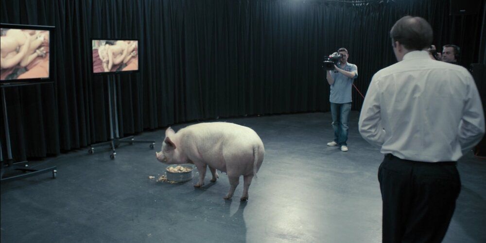The Prime Minister about to film with a pig in Black Mirror's &quot;The National Anthem&quot; episode