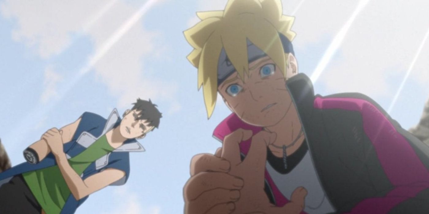 boruto with tears and kawaki missing part of his arm