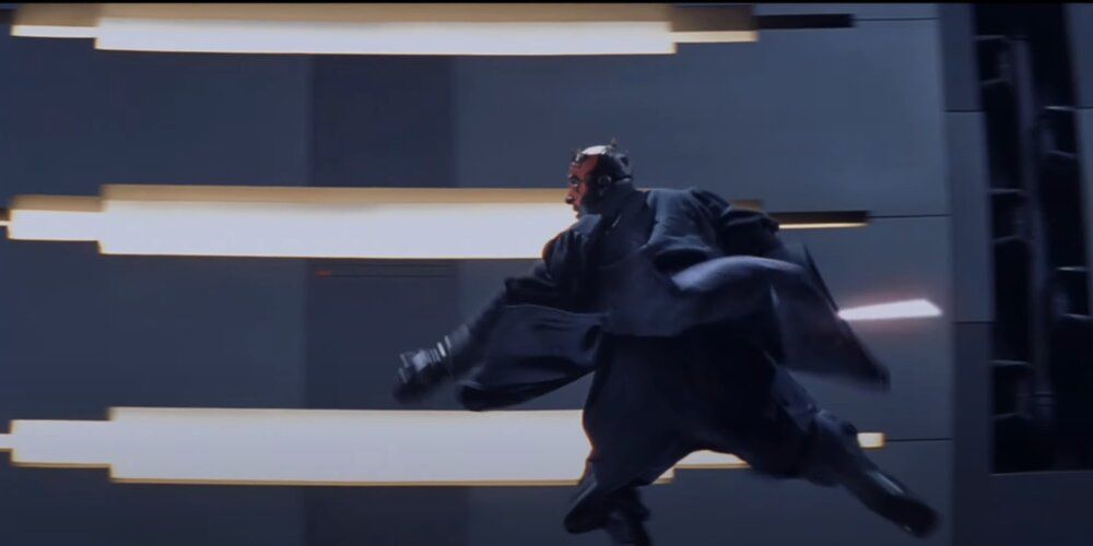 Maul spins away from Obi-Wan mid-fight Phantom Menace