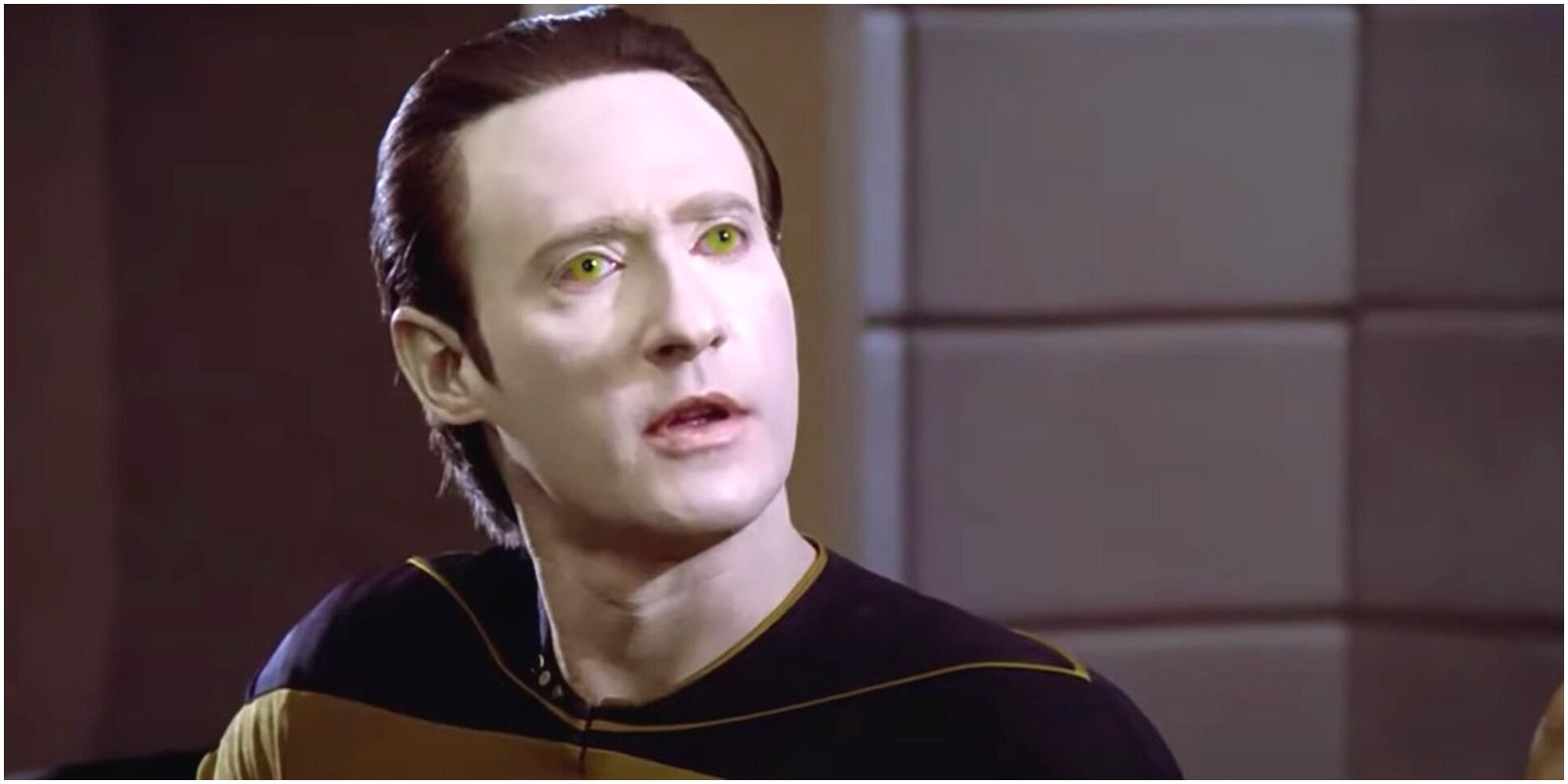 Data talking to Picard aboard the Enterprise on TNG