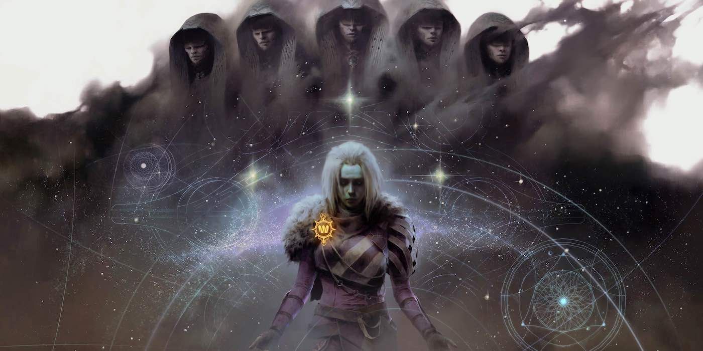 Mara Sov standing with her Techeuns from Destiny 2's Season of the Lost.