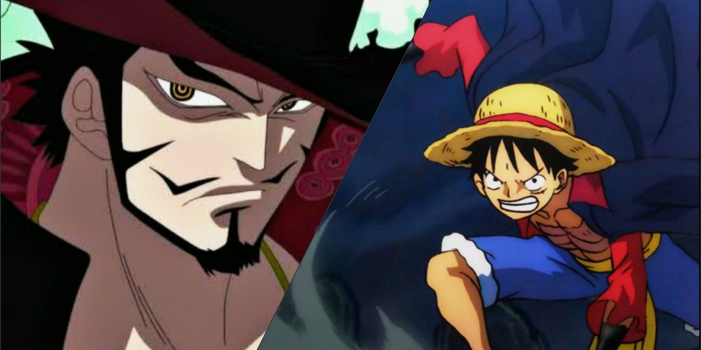 Dracule Mihawk and Monkey D. Luffy One Piece