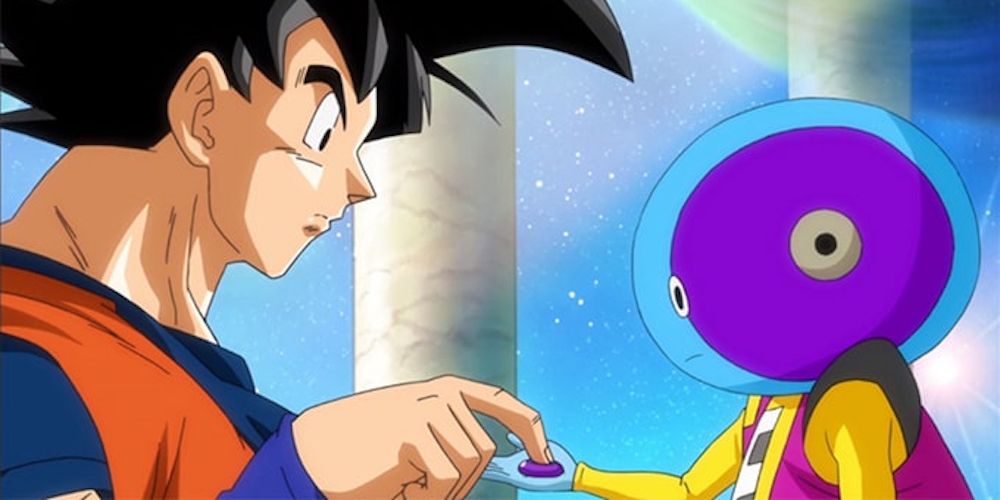 Zeno gifts Goku a Get Out Of Jail Free Button in Dragon Ball Super