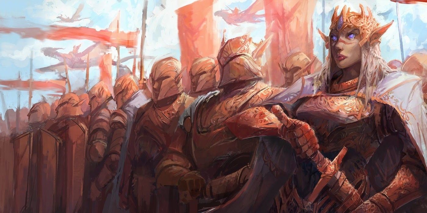 Elven army preparing for combat in Dungeons & Dragons