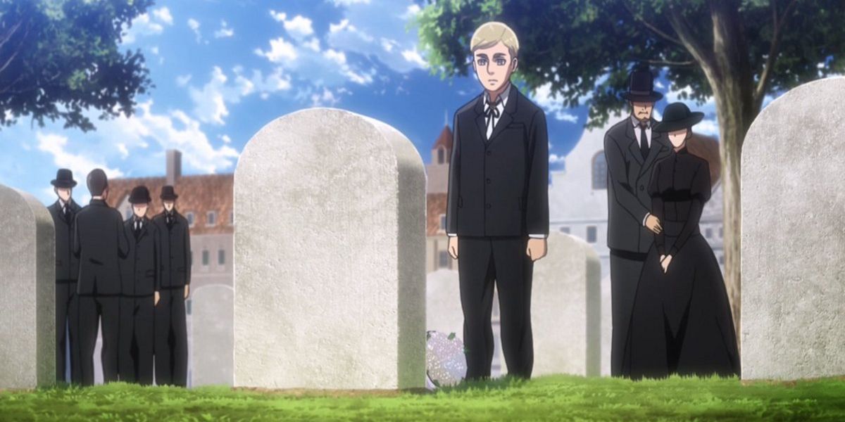Young Erwin at his father's grave Attack on Titan
