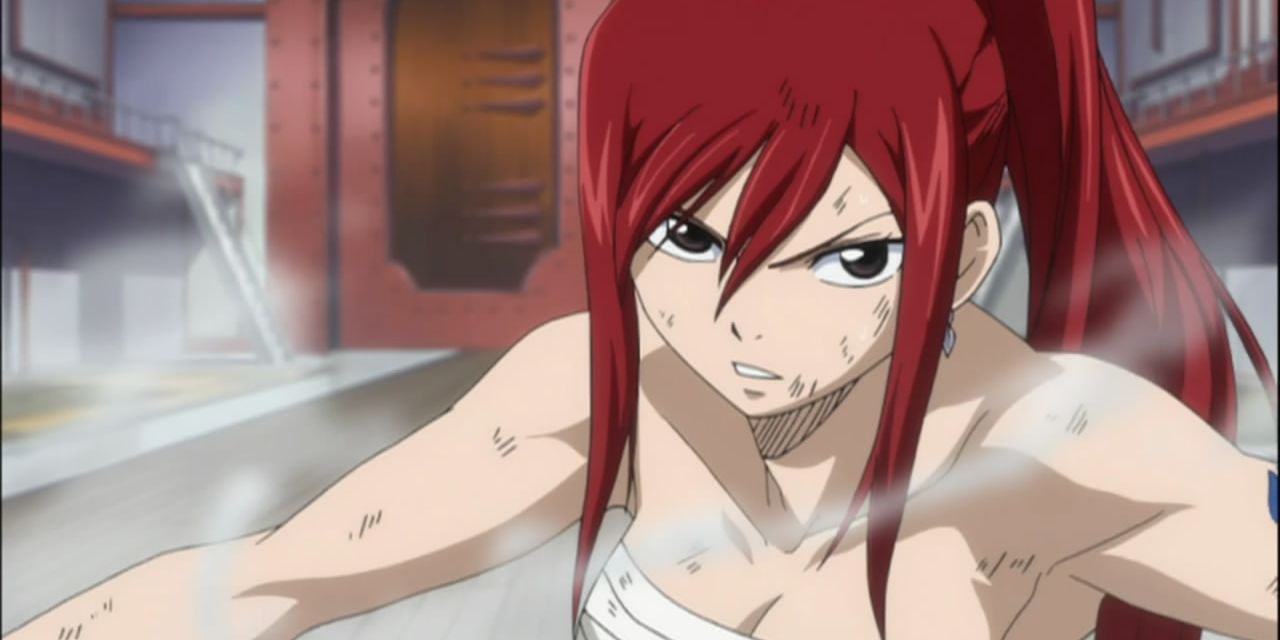 Erza Scarlet in action from Fairy Tail.
