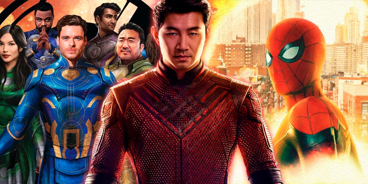 An edit of the Eternals cast, Shang-Chi, and Spider-Man
