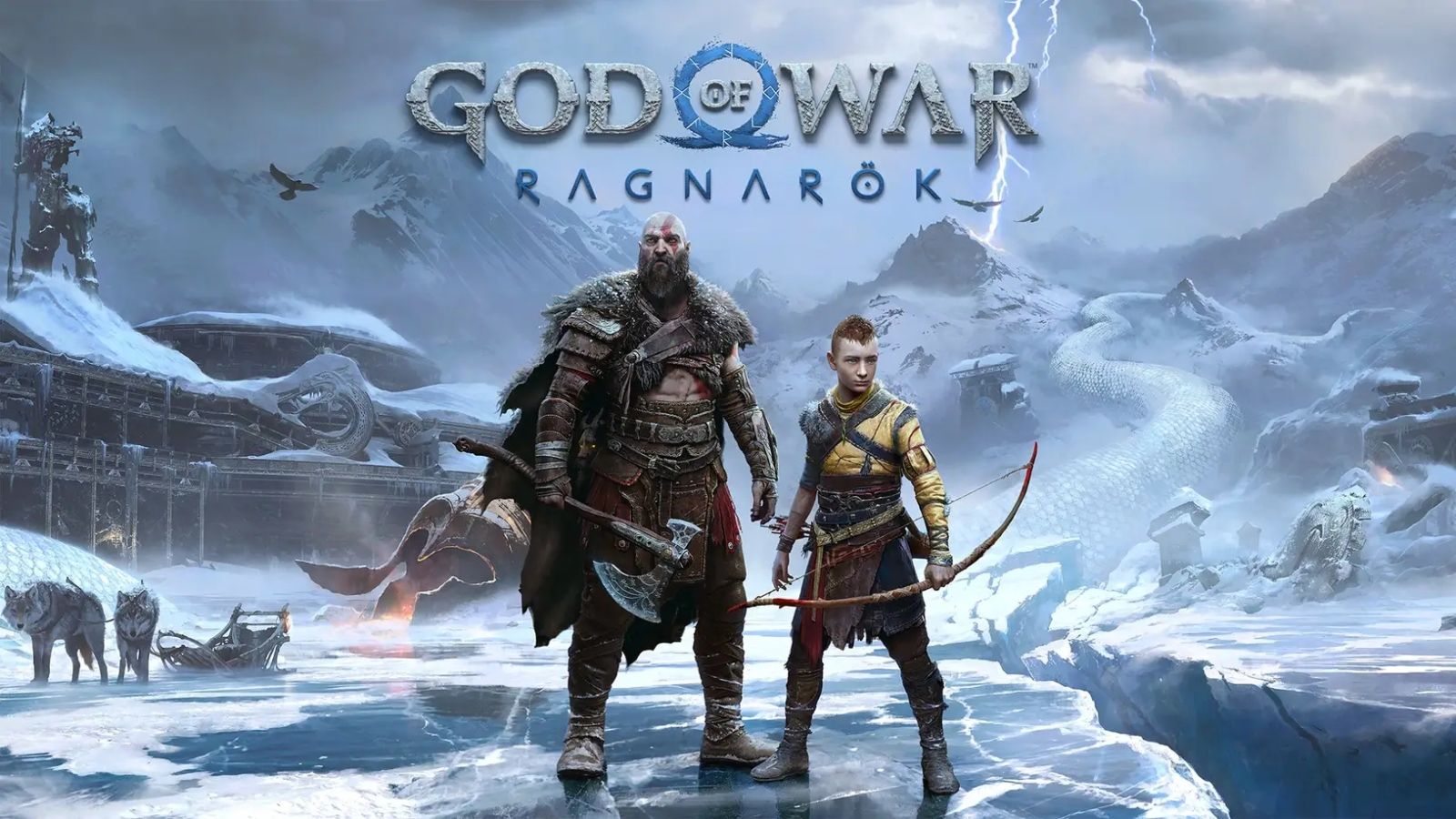 Kratos and Atreus stand ready on the box art for God of War Ragnarok