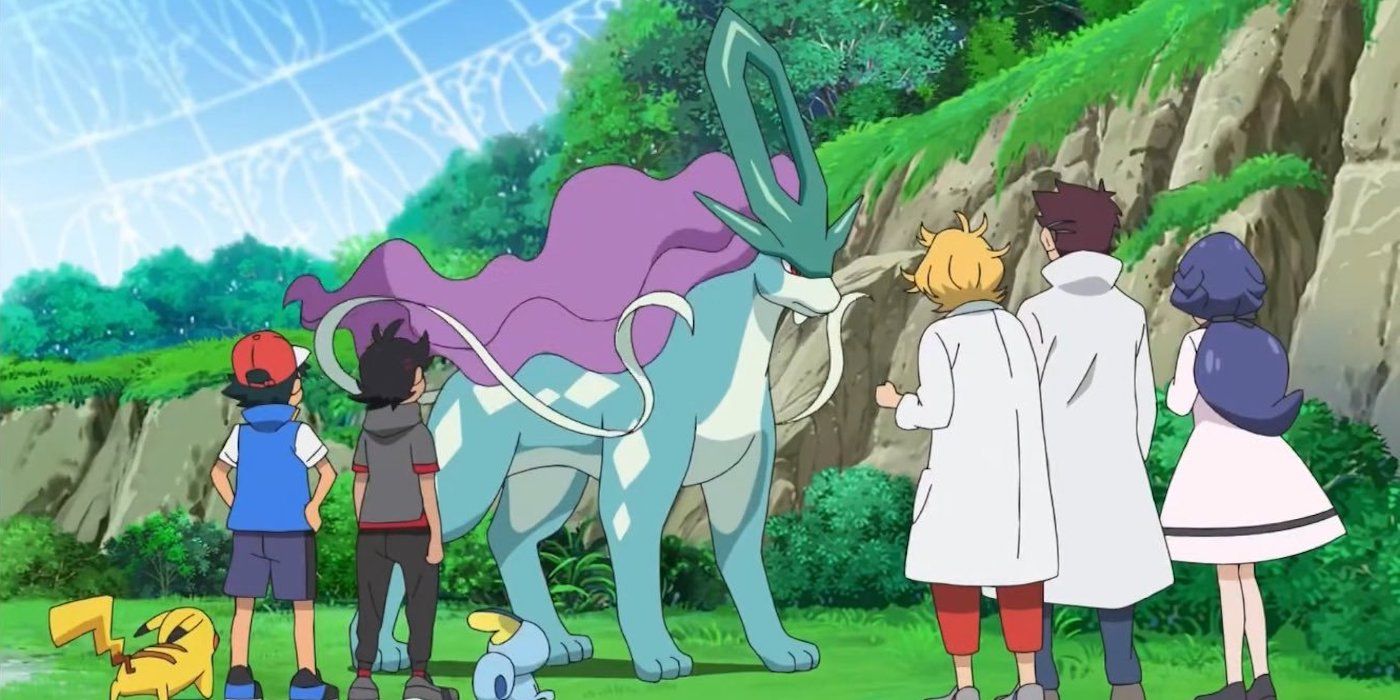 Goh's Suicune at Cerise Laboratory in Pokemon Master Journeys